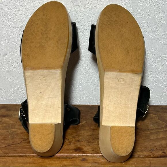 BRYR Rachel Sandal Toe High Heel Black Leather Clogs in Coal 40EU/10US - Picture 7 of 13